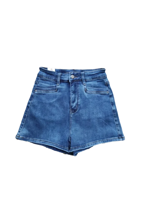 Risen High Rise Denim Shorts Dark Wash