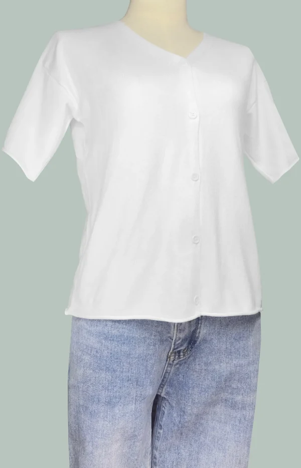 V-Neck Button Up Short Sleeve T-Shirt