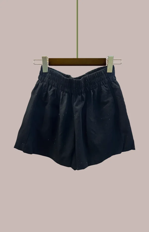 Black Cotton Shorts With Studs