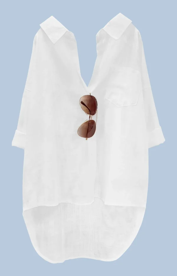 Women’s Linen Shirt Open Back